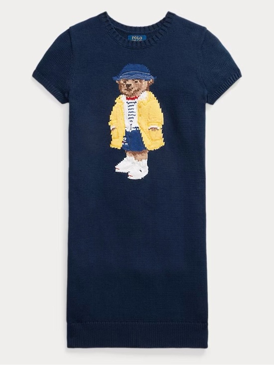 Polo Ralph Lauren Other - Polo Ralph Lauren Kid's Girls Blue Polo Bear Sweater Dress Size M (8-10) Blue
